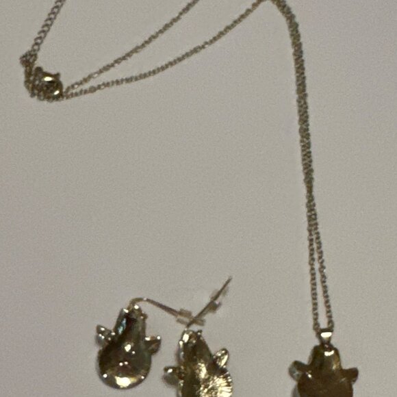 Faded Glory Gold Smiley Cowboy Emoji Necklace Earring Fashion Jewelry Set - Picture 6 of 10